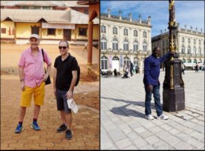 Les séjours croisés d’enseignants ont permis de développer des relations personnelles entre les enseignants des 2 universités et de découvrir nos cultures réciproques. Ci-contre les professeurs Malterre et Rinnert visitant une chefferie Bamileke et le professeur Tchoffo sur la place Stanislas à Nancy.